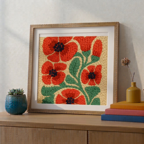Kit de Bordado de Lana - Amapolas