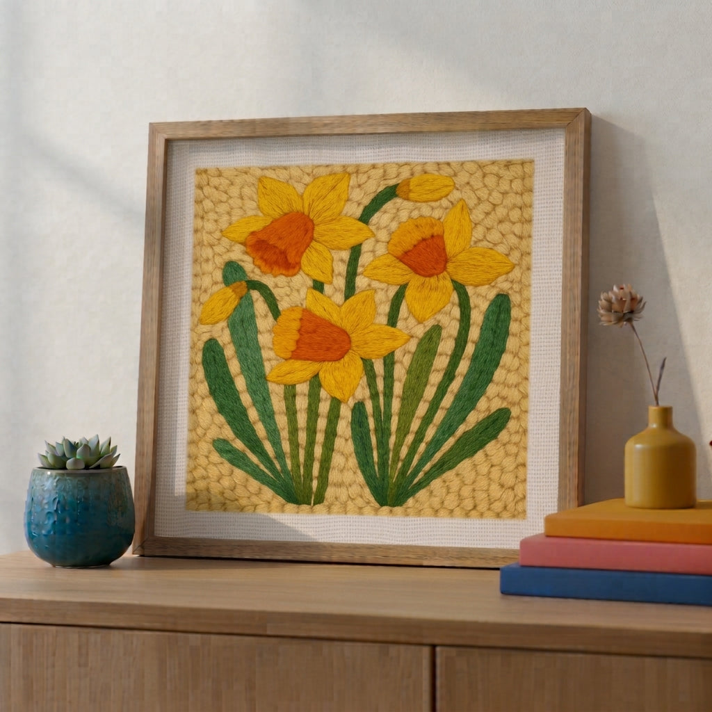 Kit de Bordado de Lana - Flores de Primavera