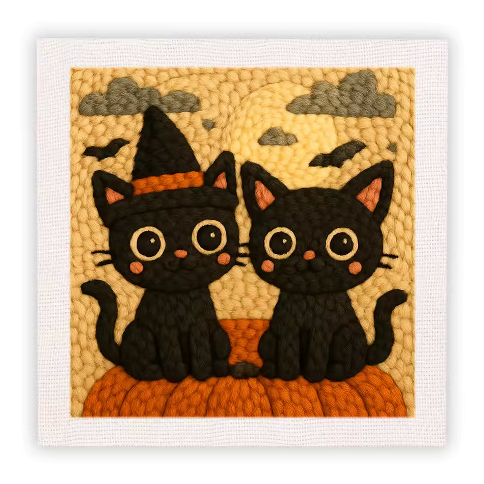 Kit de Bordado de Lana - Gatitos espeluznantes
