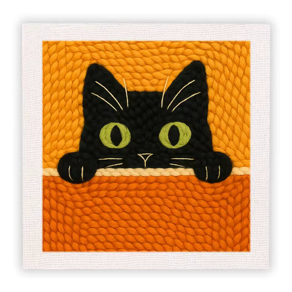 Kit de Bordado de Lana - Gato Curioso