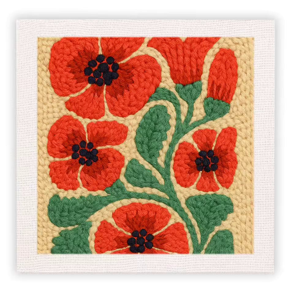 Kit de Bordado de Lana - Amapolas